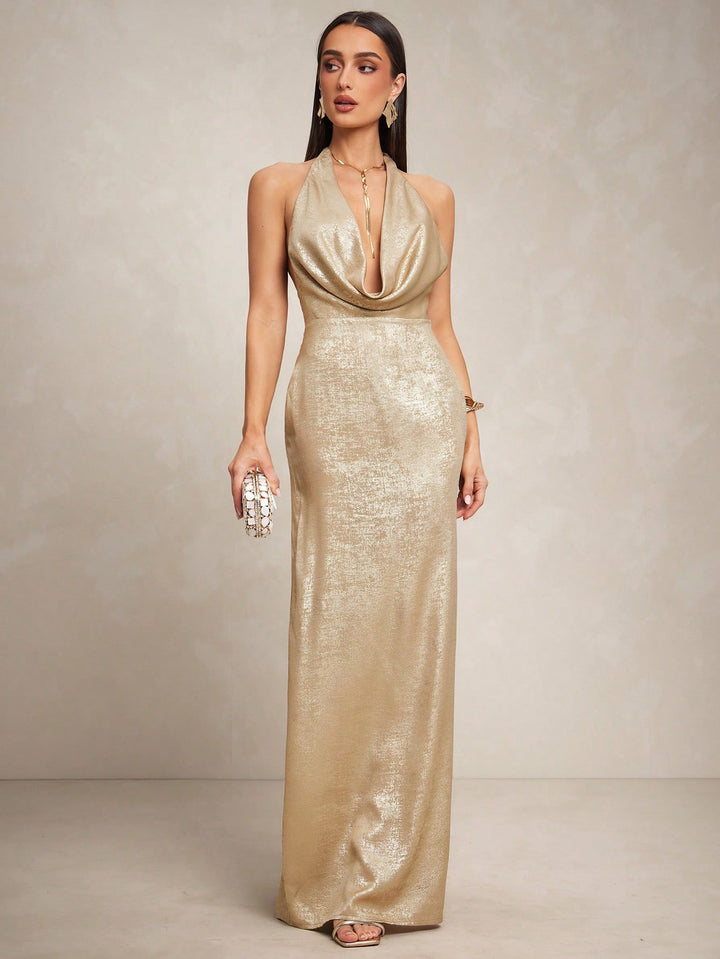 Rochie maxi SHEIN, auriu