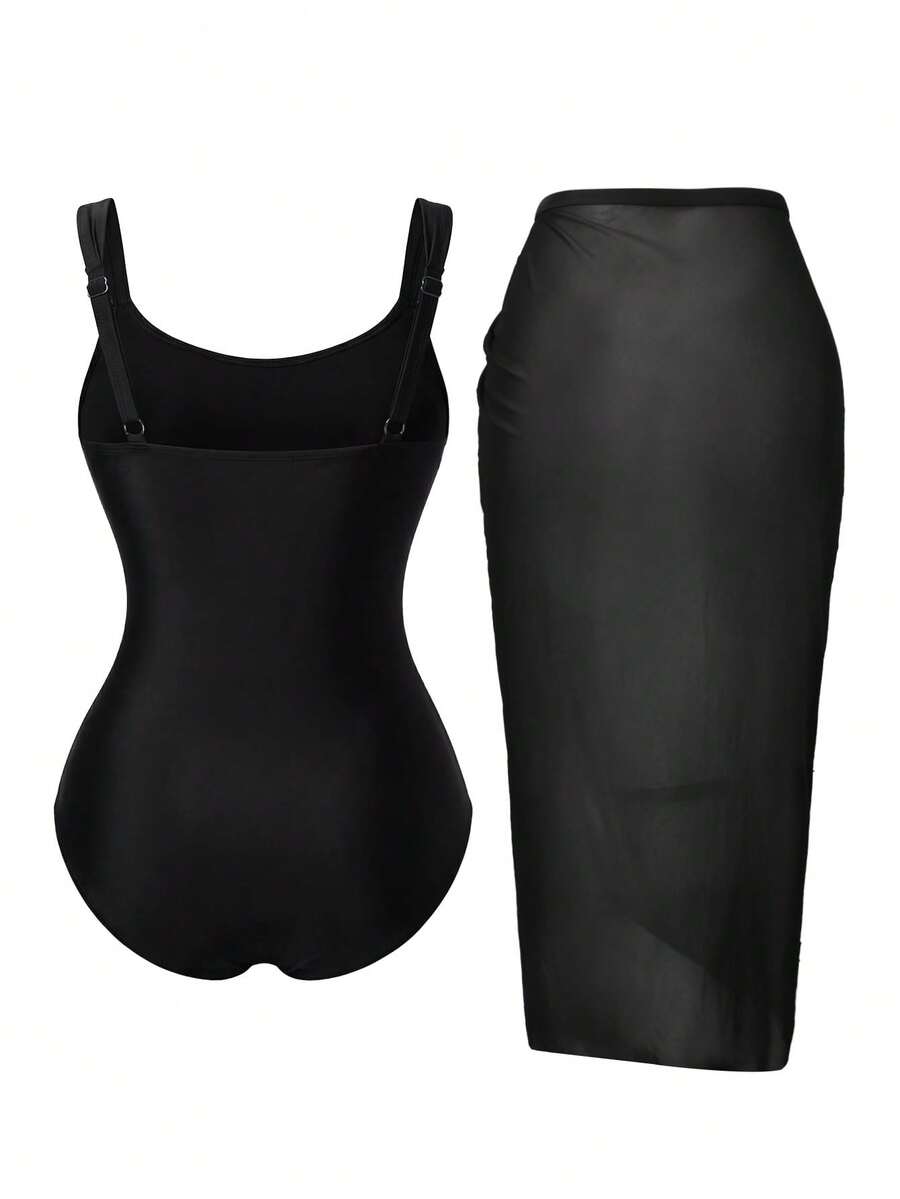 Set costum de baie SHEIN, negru