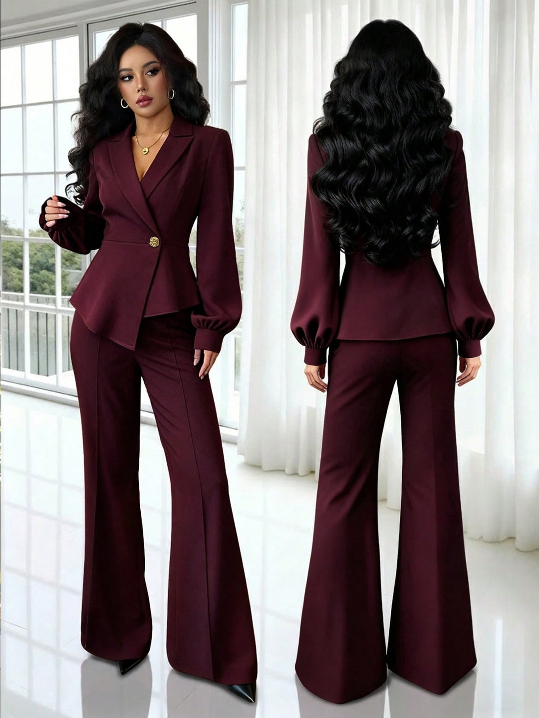 Costum SHEIN, vișiniu