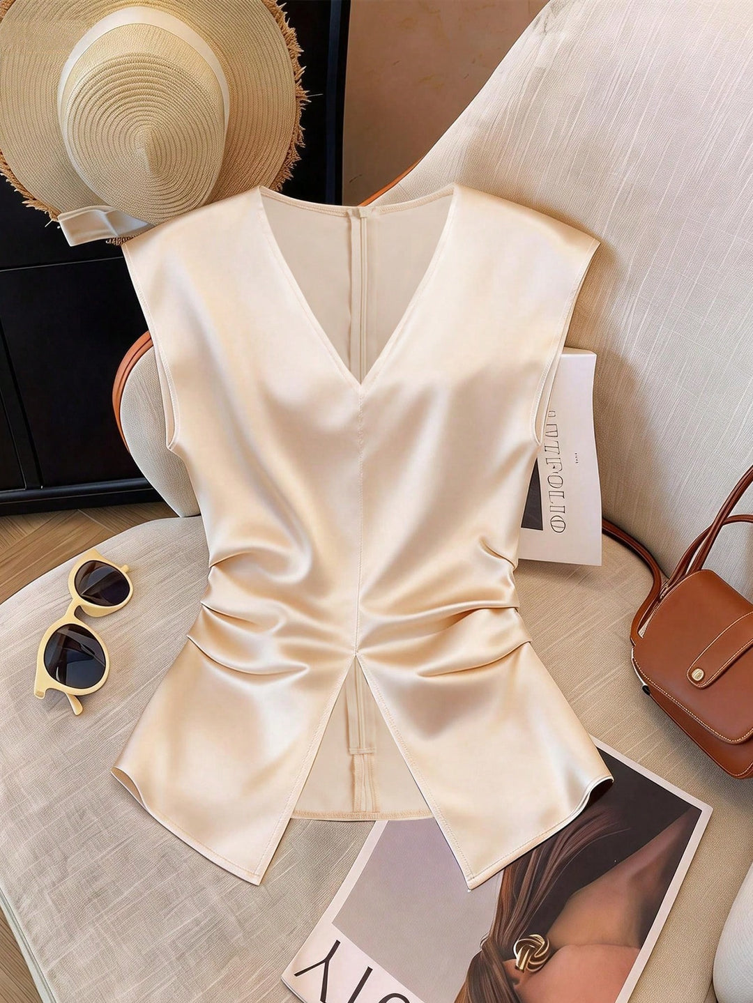 Bluza cu volane SHEIN, auriu