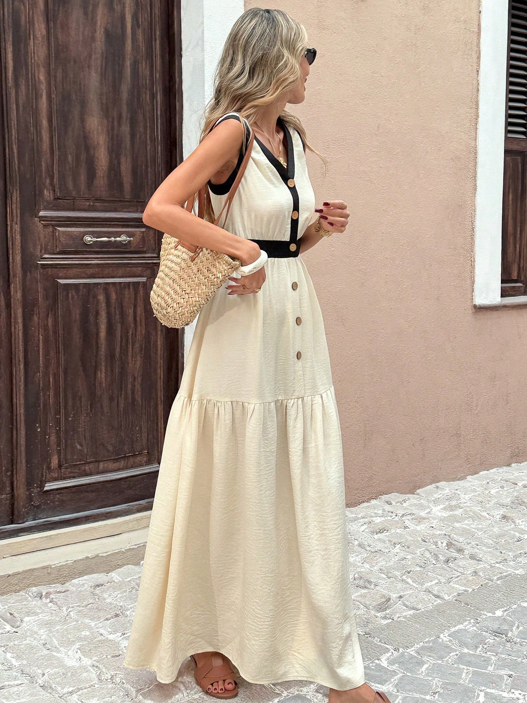 Rochie maxi SHEIN, bej