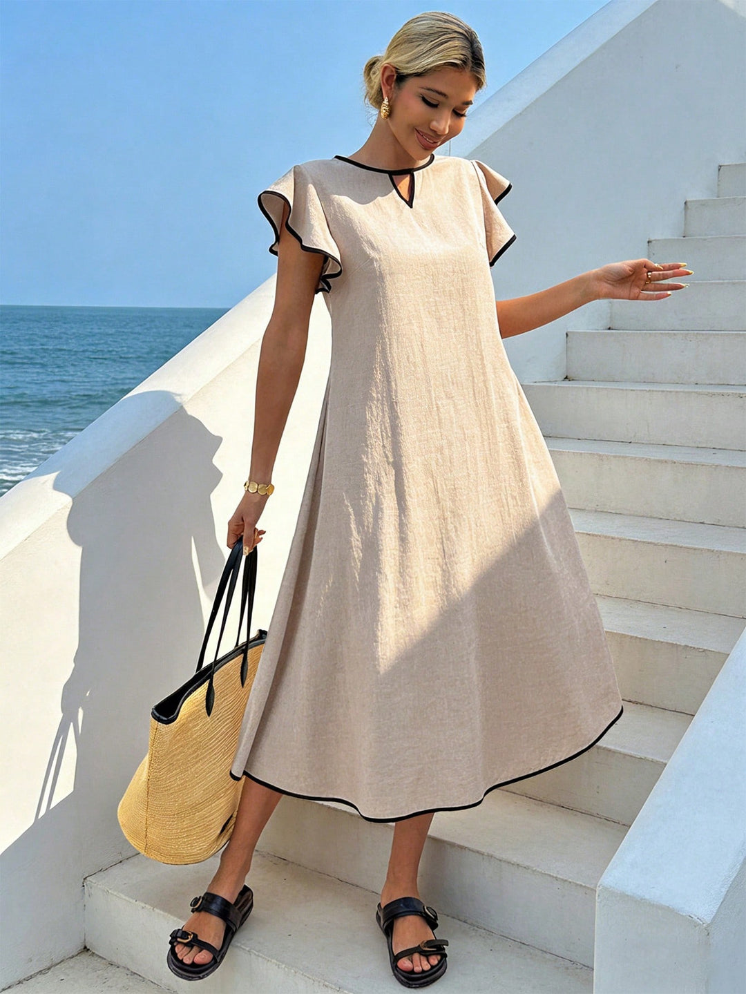 Rochie maxi SHEIN, bej