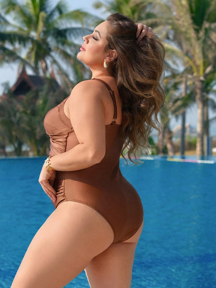 Costum de baie SHEIN, maro