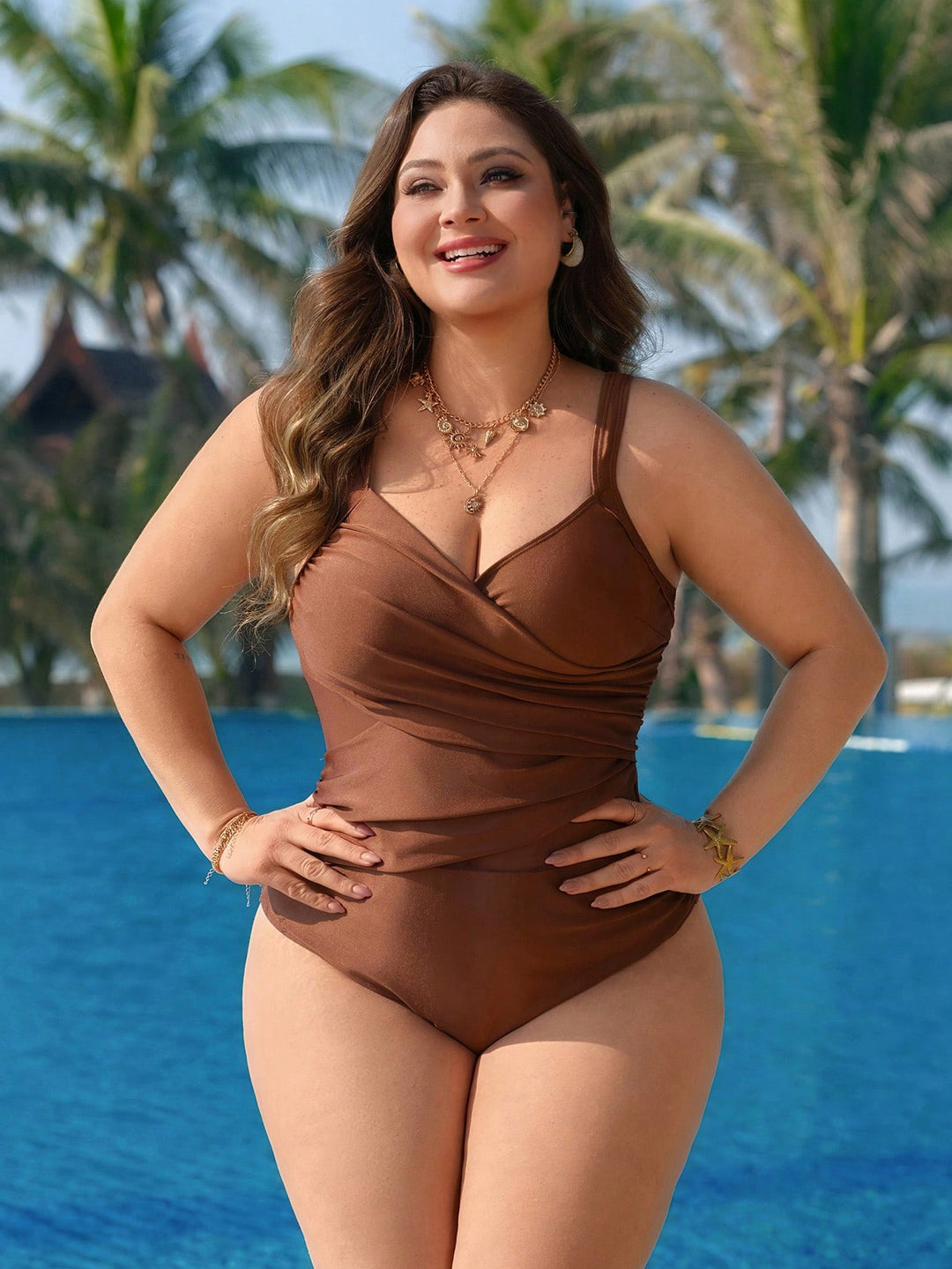 Costum de baie SHEIN, maro