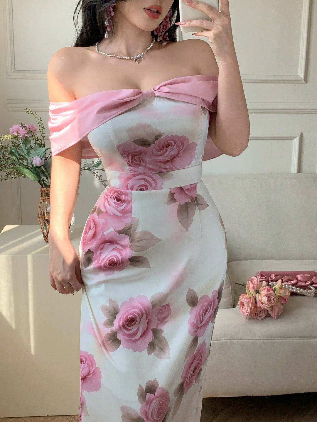 Rochie midi SHEIN, roz