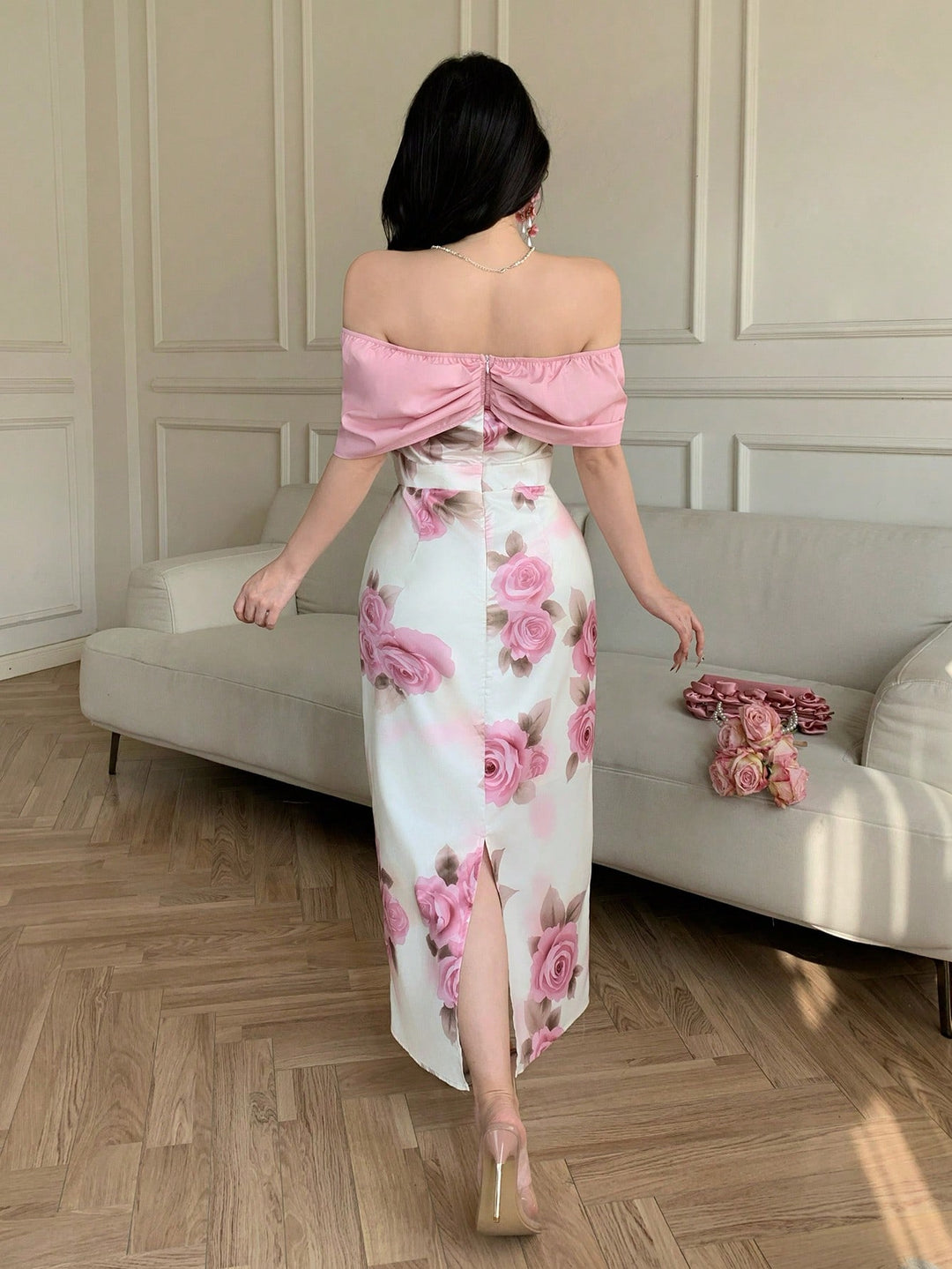 Rochie midi SHEIN, roz