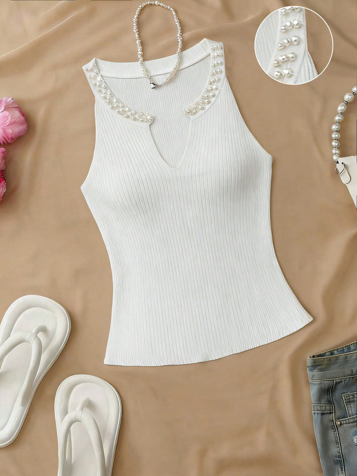 Top tricotat SHEIN, alb