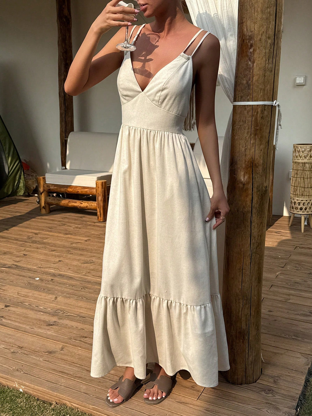 Rochie maxi SHEIN, crem