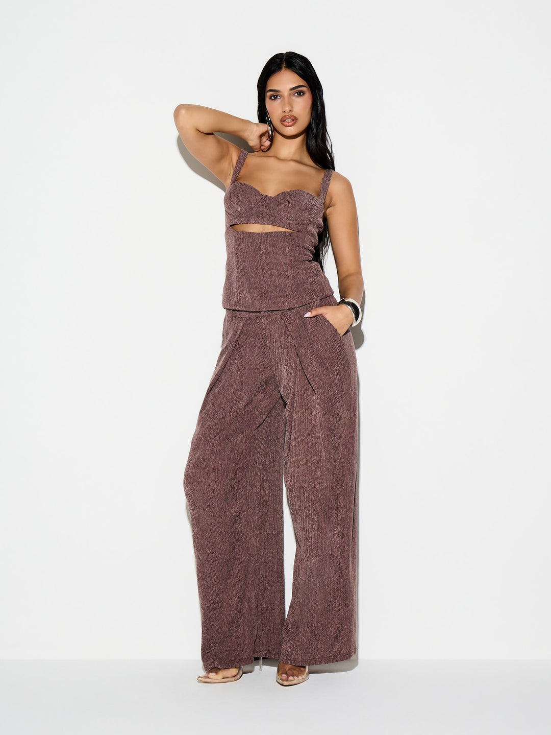Pantaloni SHEIN, maro