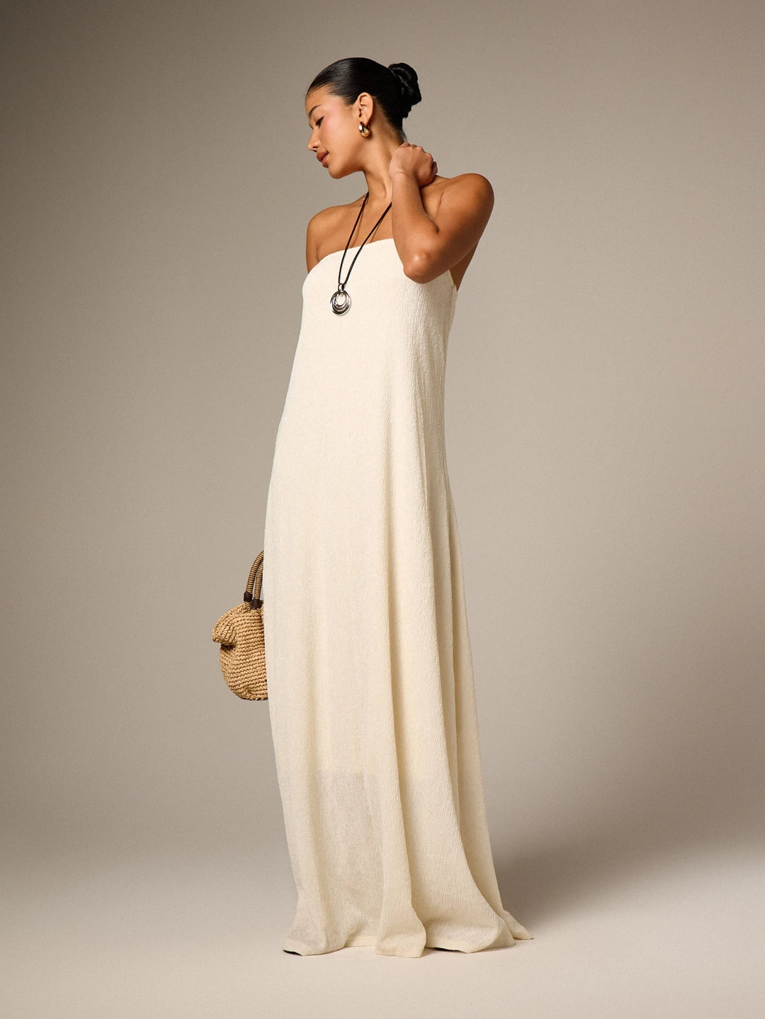 Rochie maxi SHEIN, crem