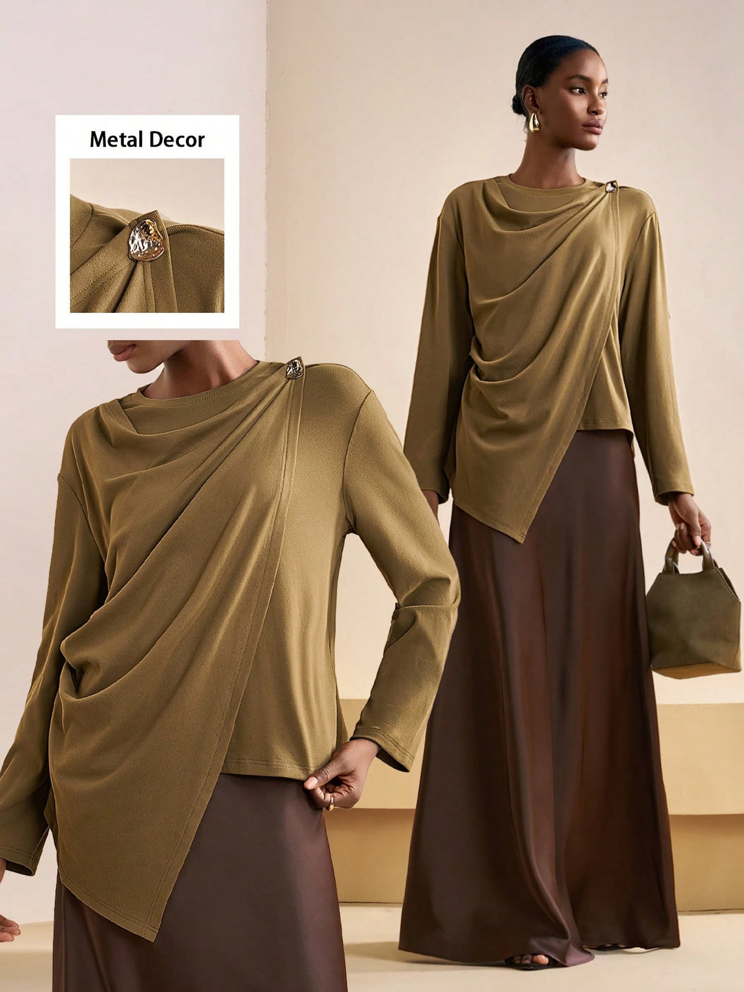 Top SHEIN, kaki
