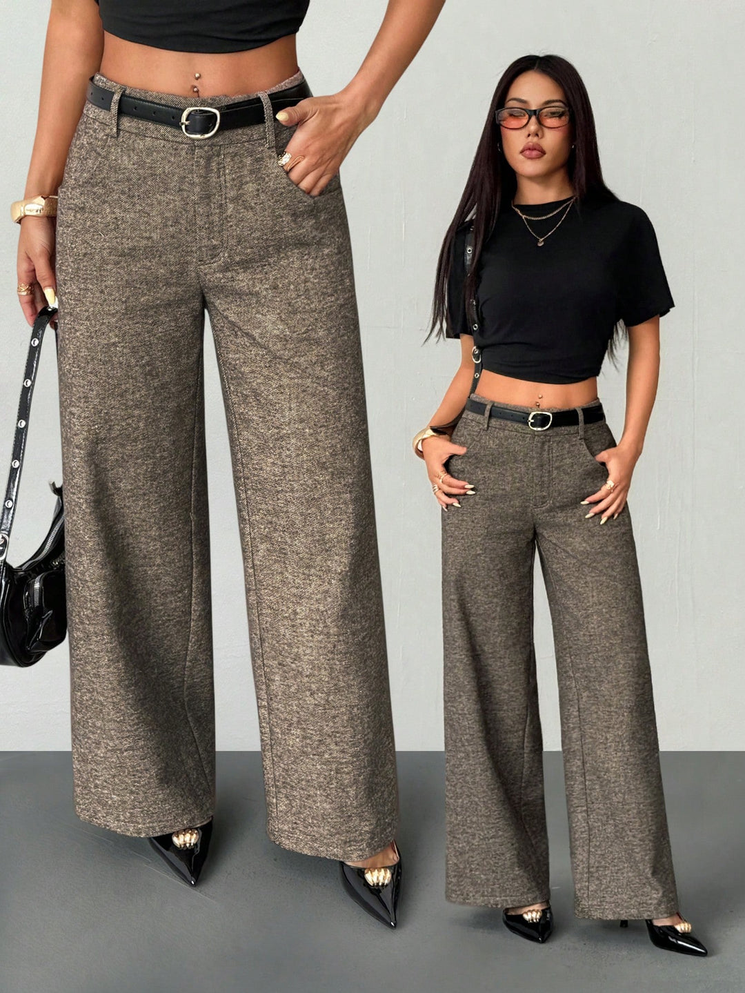 Pantaloni SHEIN, maro