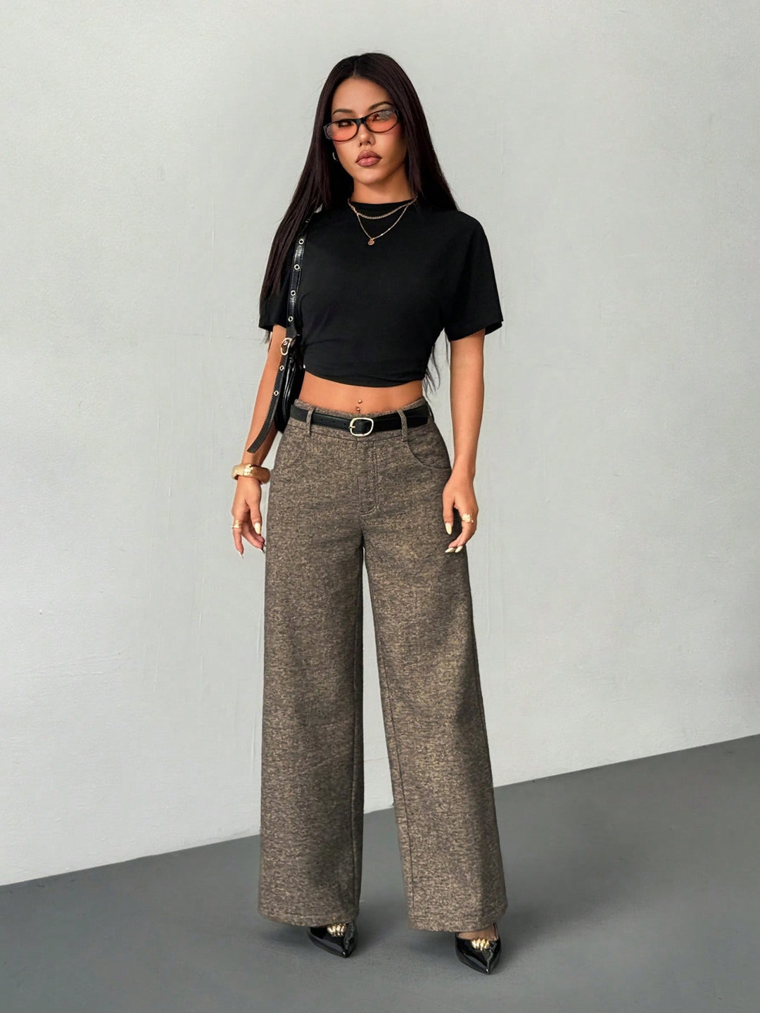 Pantaloni SHEIN, maro