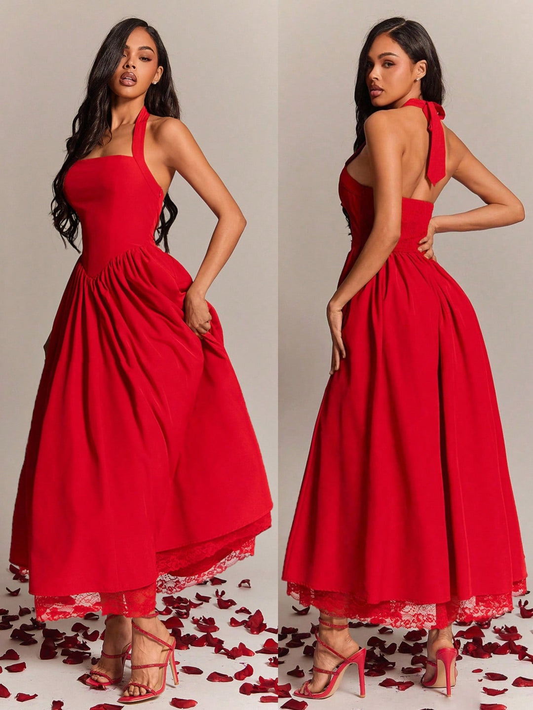 SHEIN midi ruha, piros