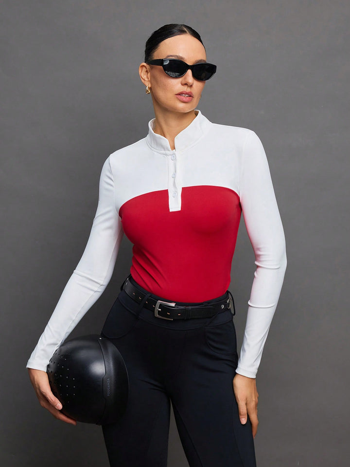 Tricou cu mânecă lungă SHEIN, roșu