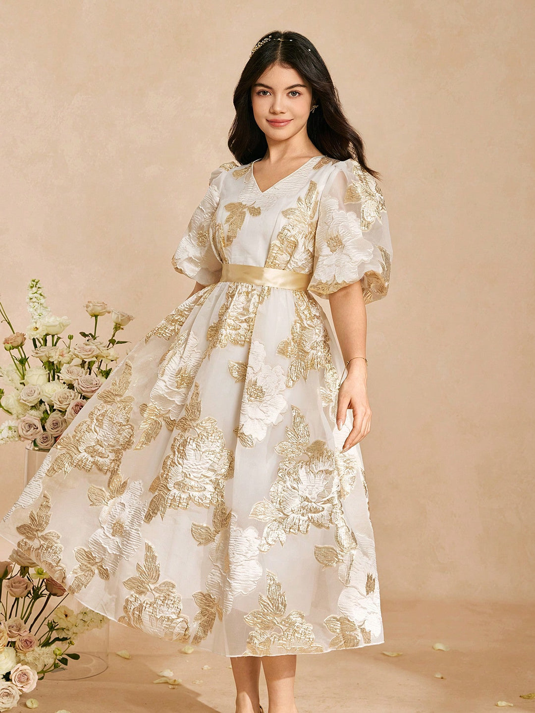 Rochie pentru ocazii speciale SHEIN, bej