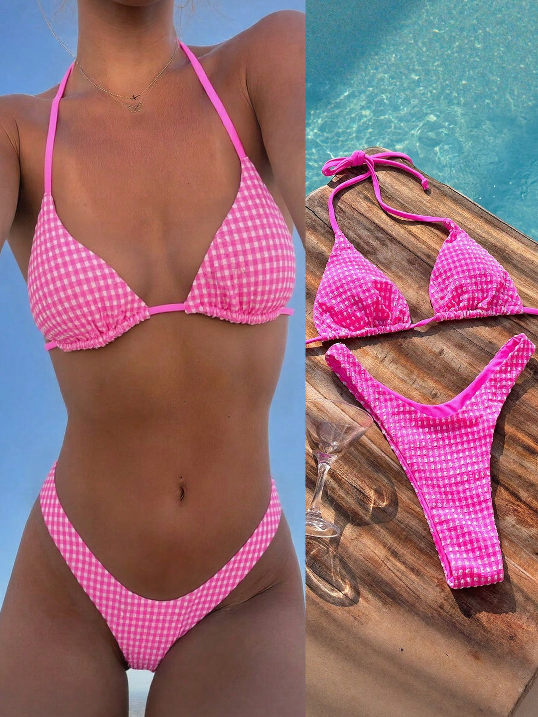 Set bikini SHEIN, roz