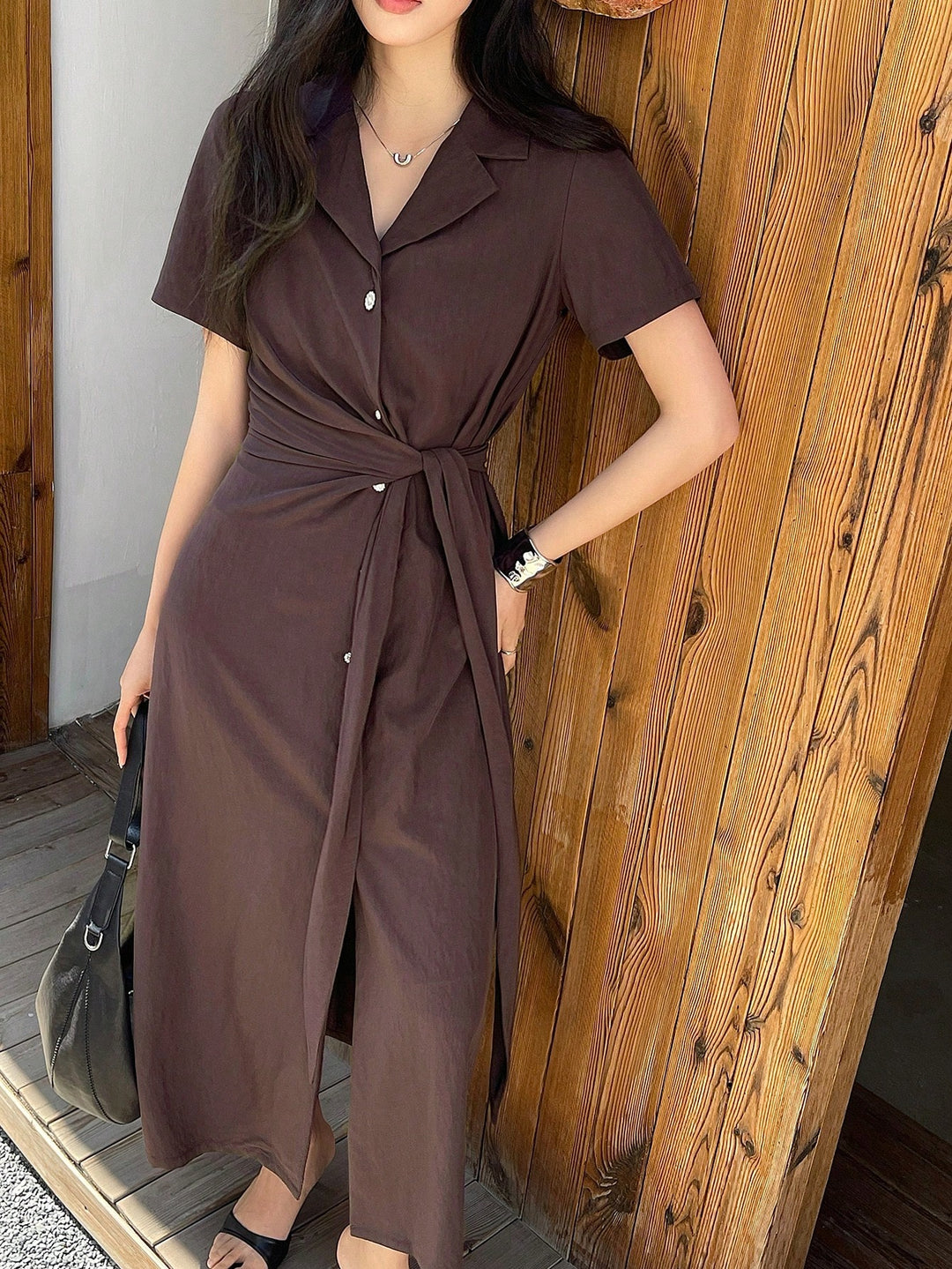 Rochie midi SHEIN, maro