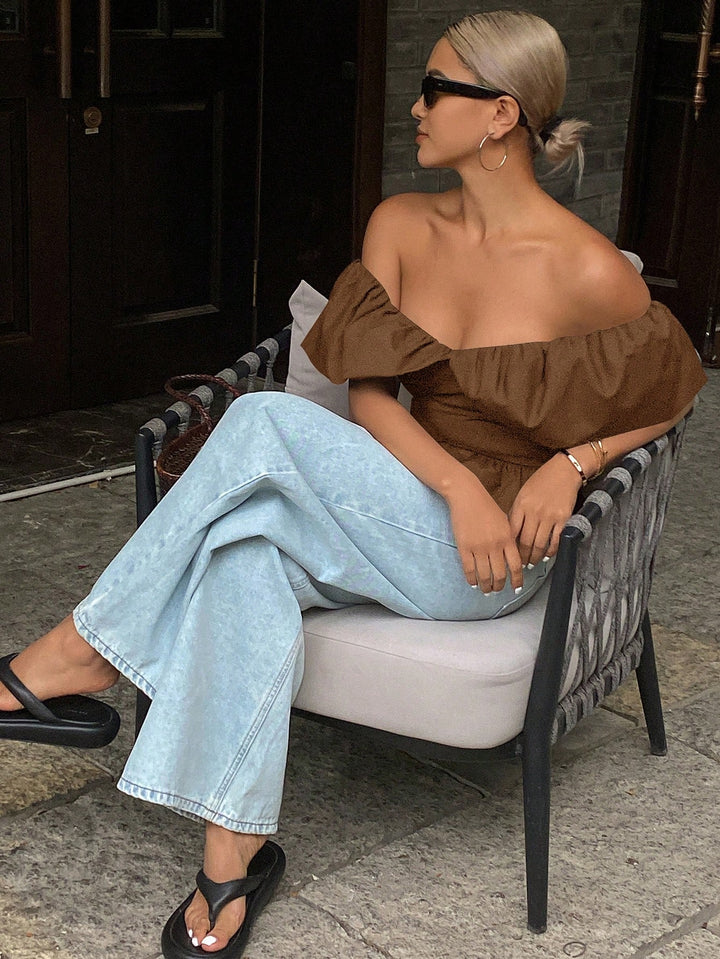 Bluza cropped SHEIN, maro