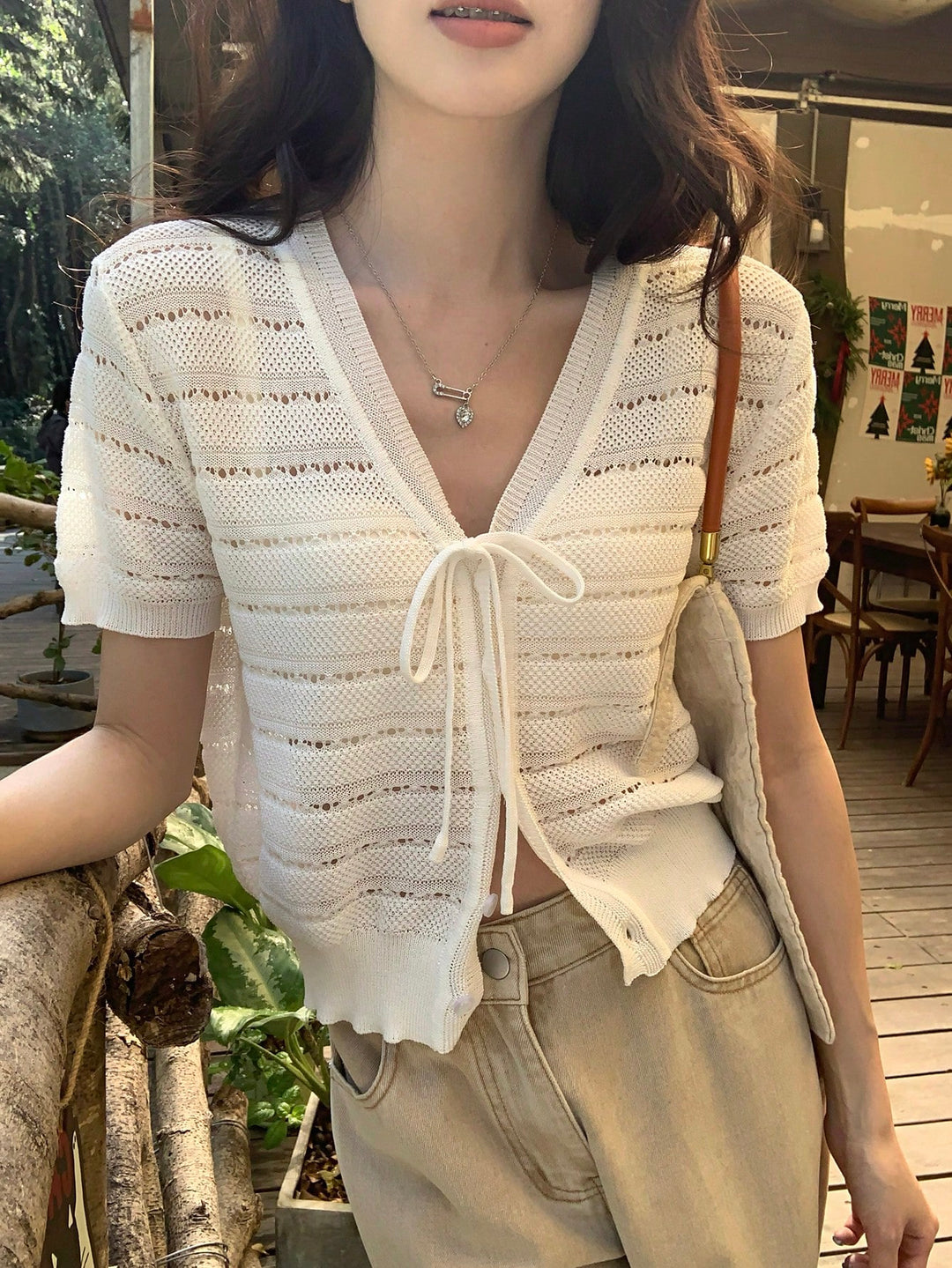 Bluza tricotată SHEIN, alb
