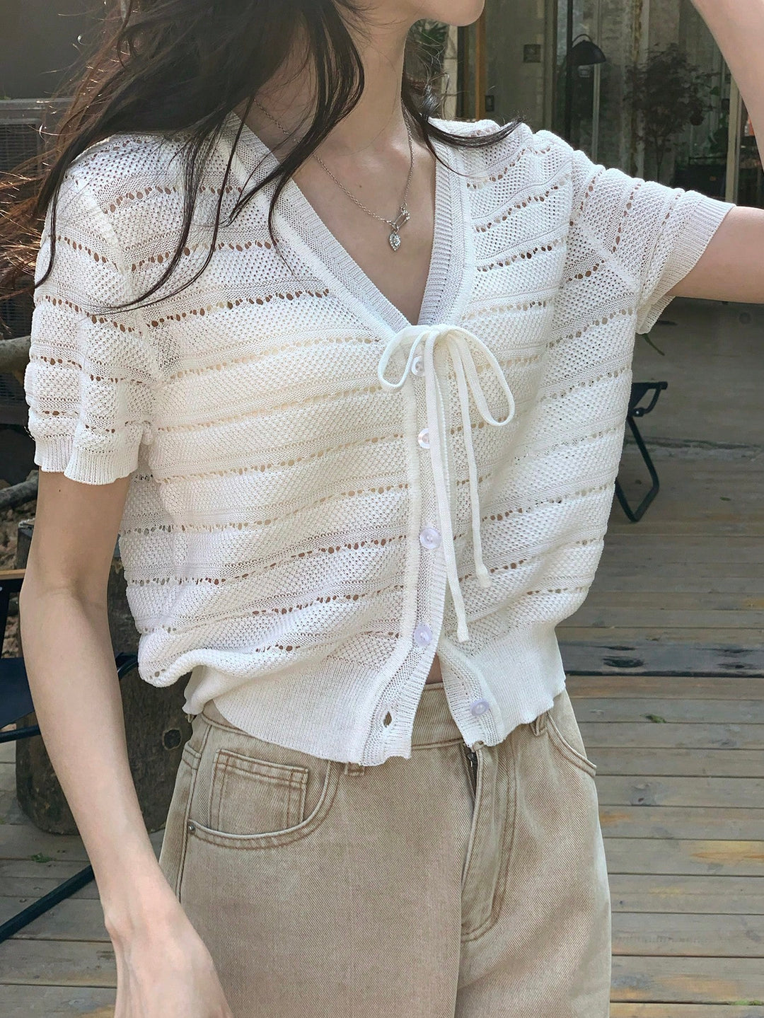 Bluza tricotată SHEIN, alb