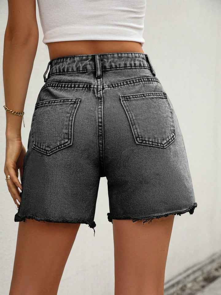 Pantaloni scurți de blugi SHEIN, negru