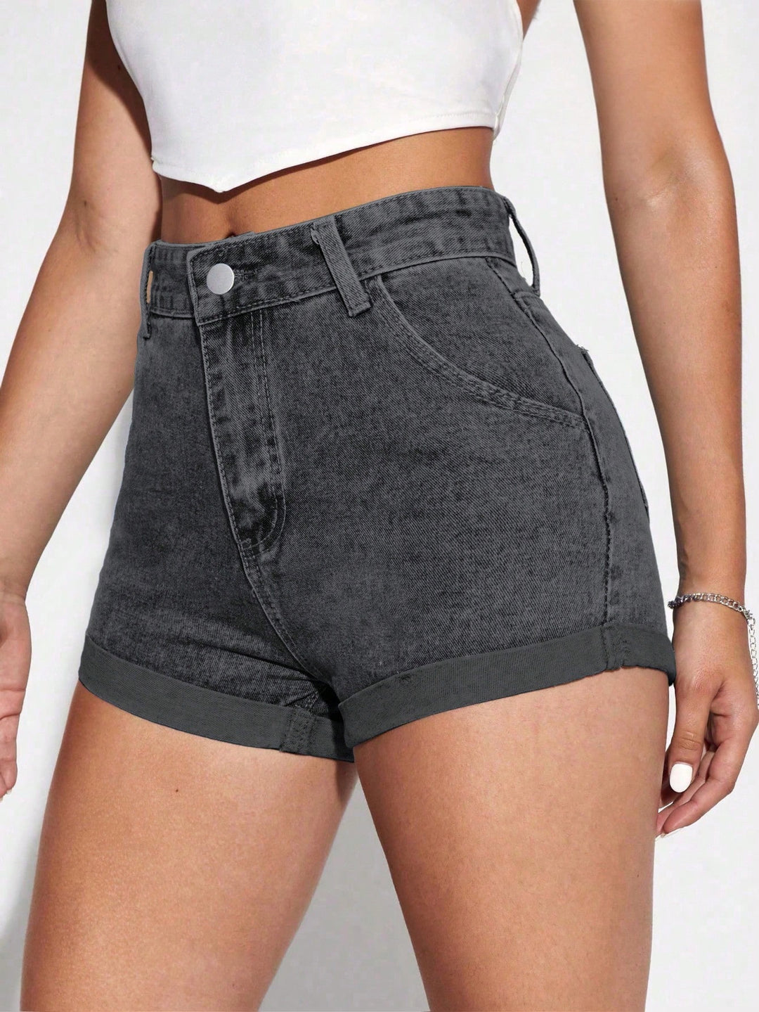 SHEIN szürke farmer rövidnadrág
