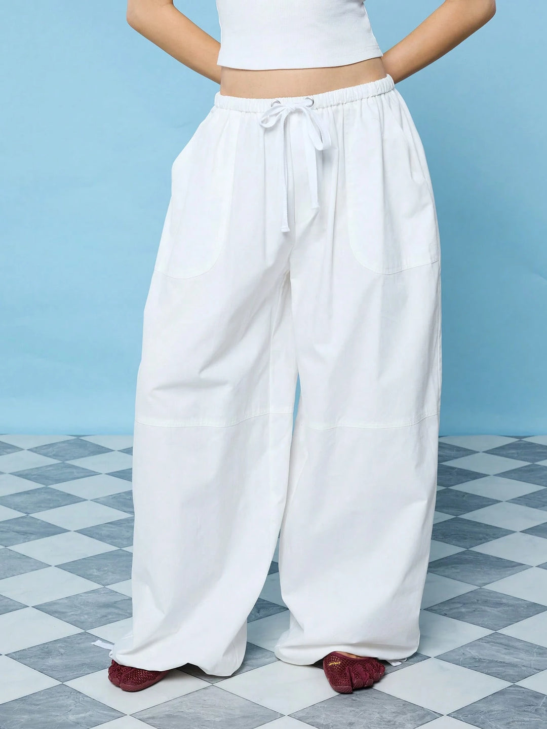 Pantaloni SHEIN, alb