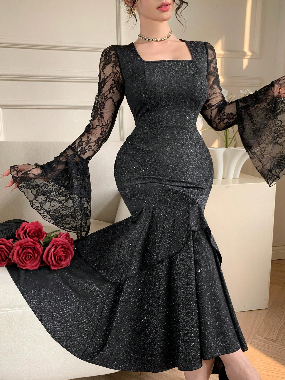 Rochie midi SHEIN, negru
