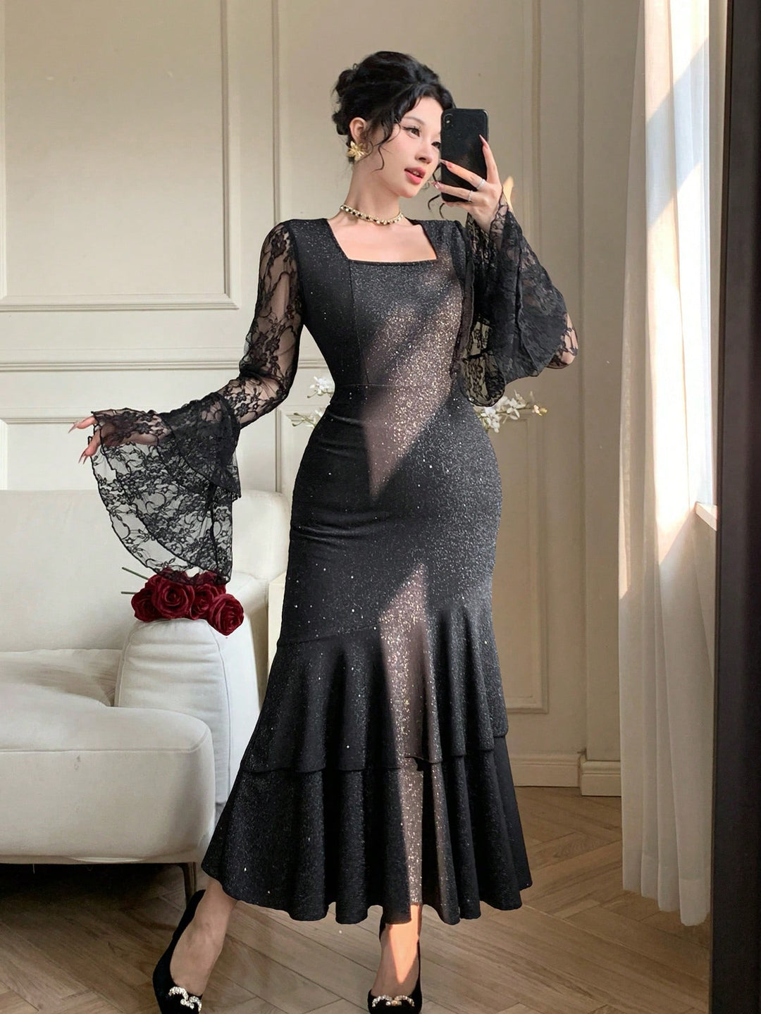Rochie midi SHEIN, negru