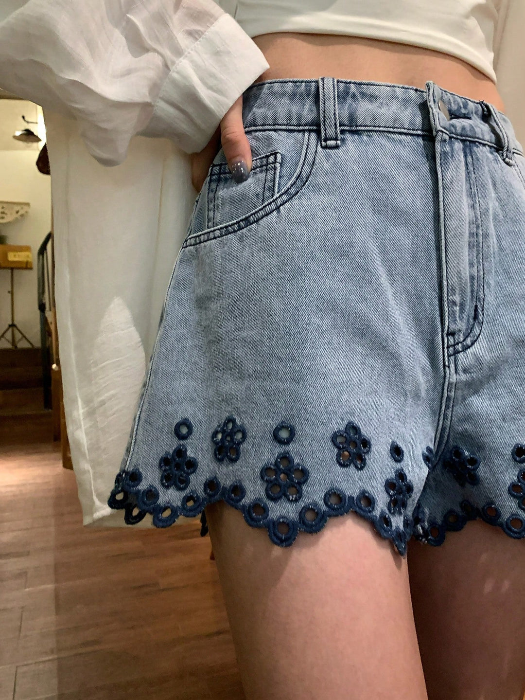 Pantaloni scurți SHEIN, albastru