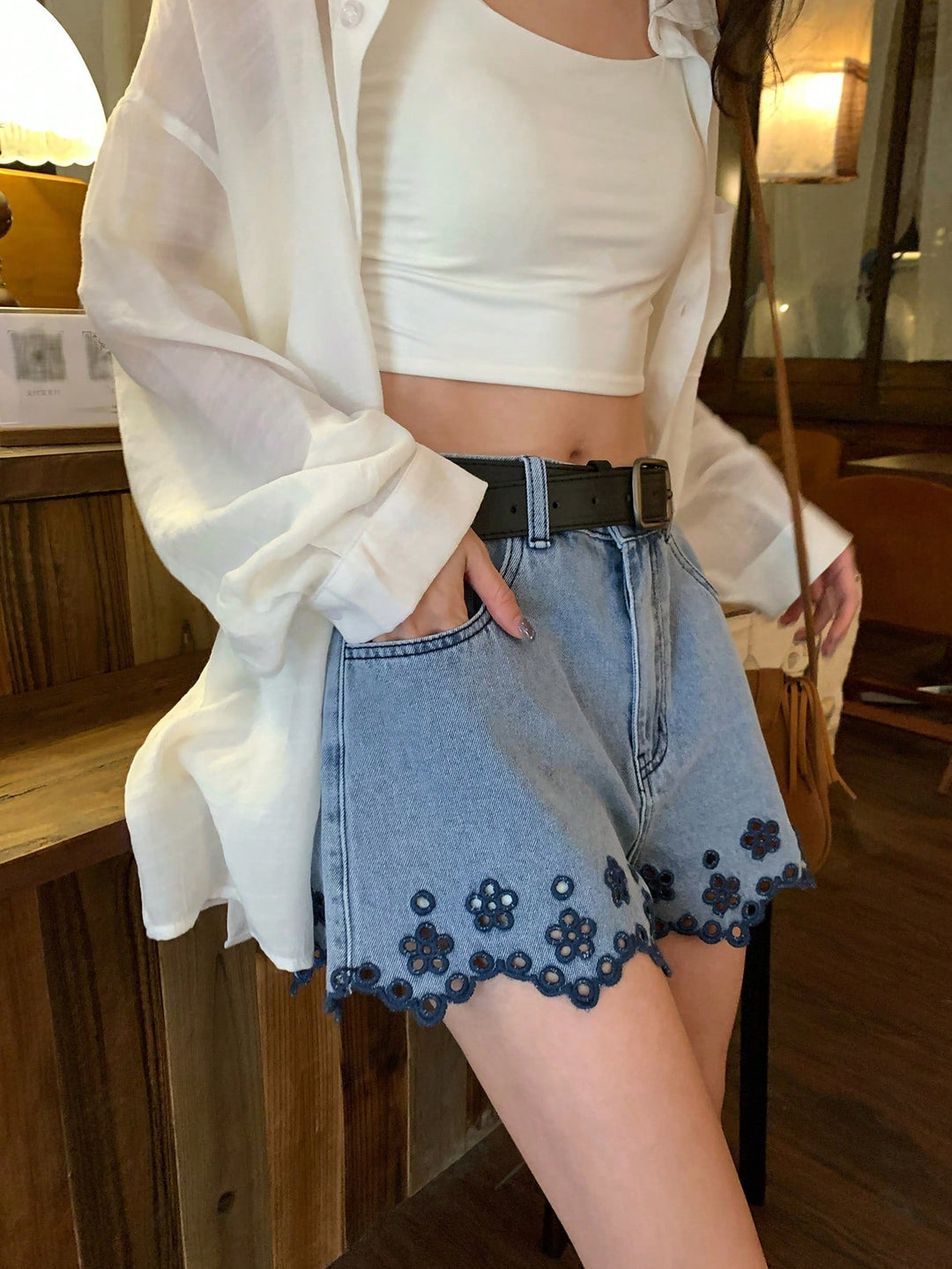 Pantaloni scurți SHEIN, albastru
