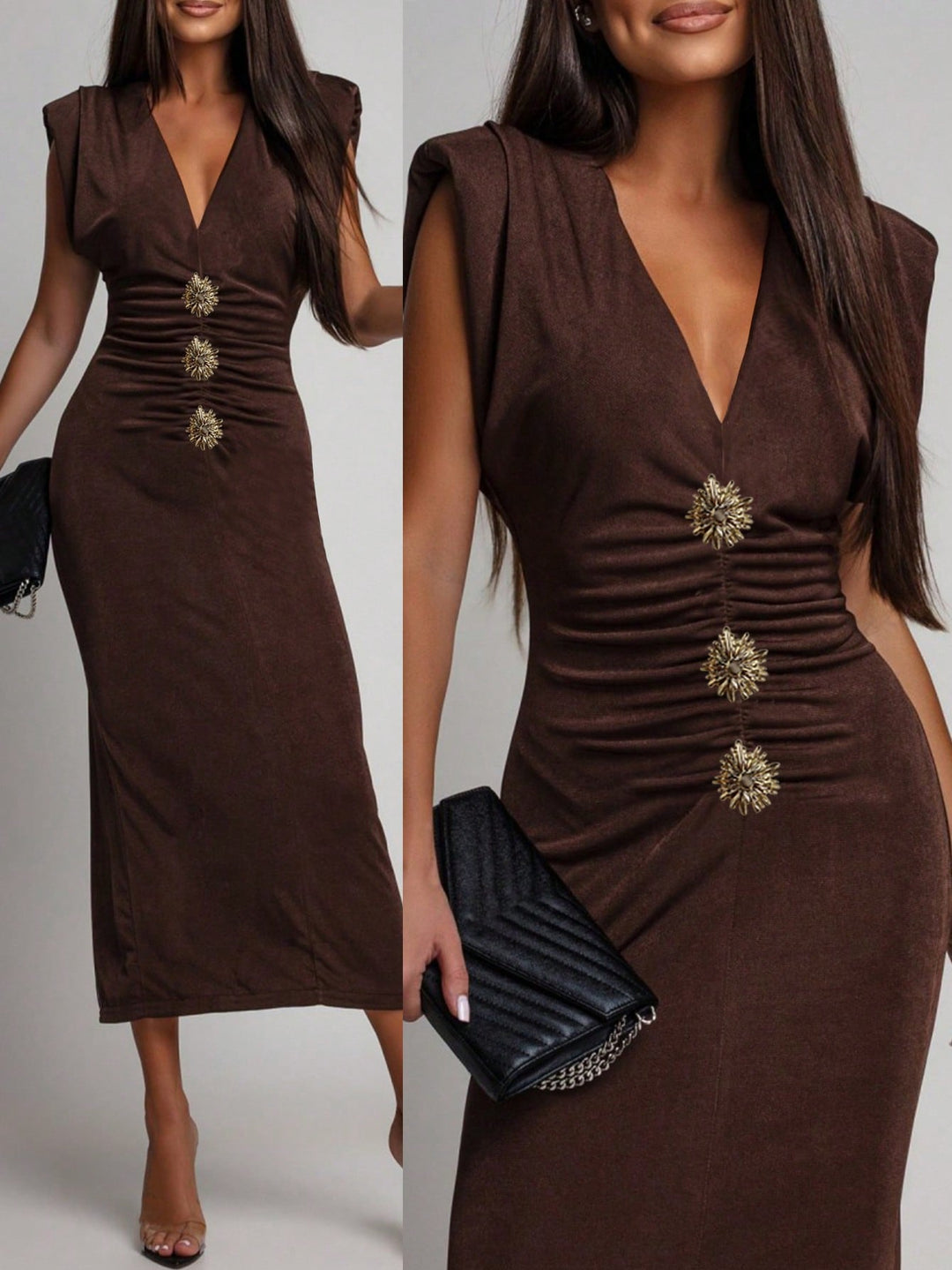 Rochie midi SHEIN, maro
