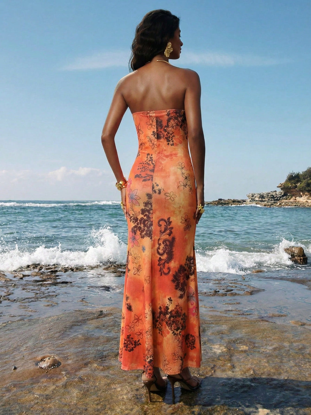Rochie maxi SHEIN, portocaliu