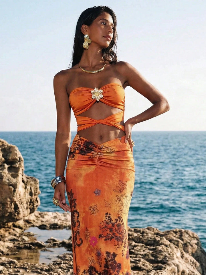 Rochie maxi SHEIN, portocaliu