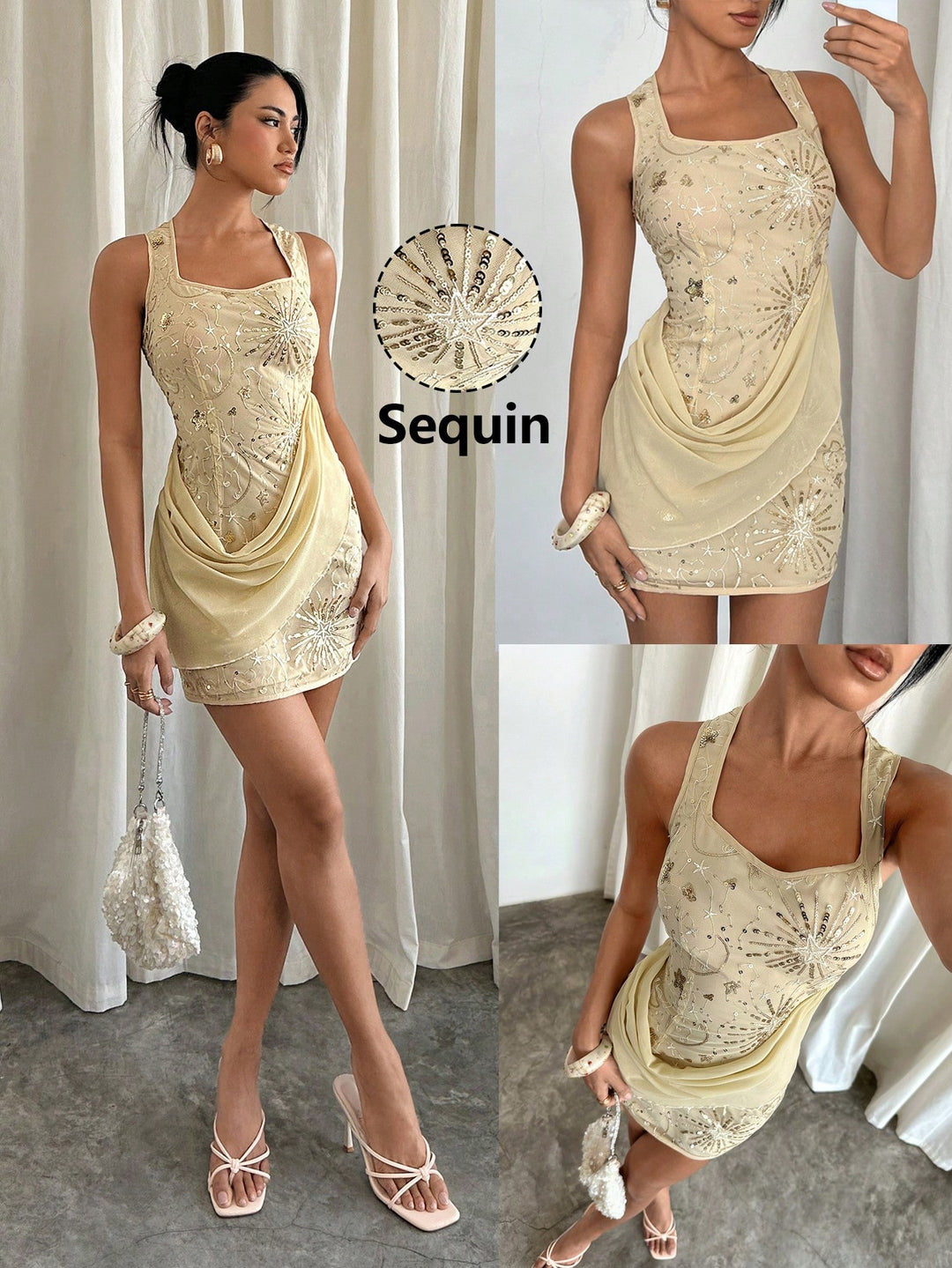 Rochie scurtă SHEIN, bej