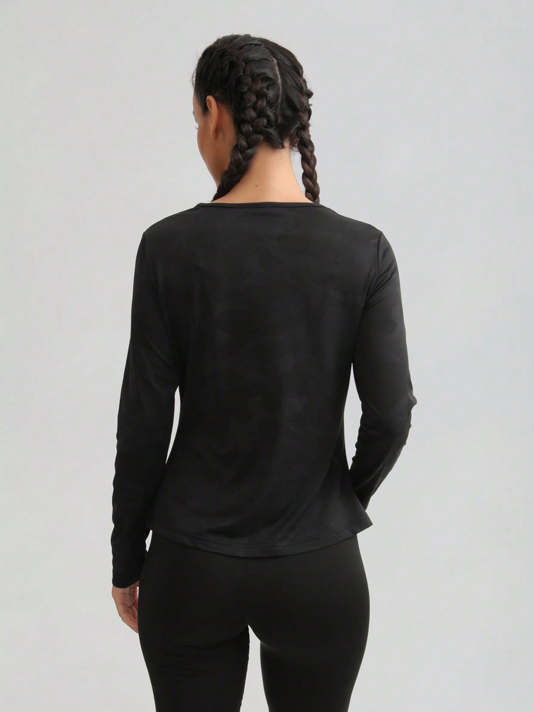 Tricou cu mâneci lungi SHEIN, negru