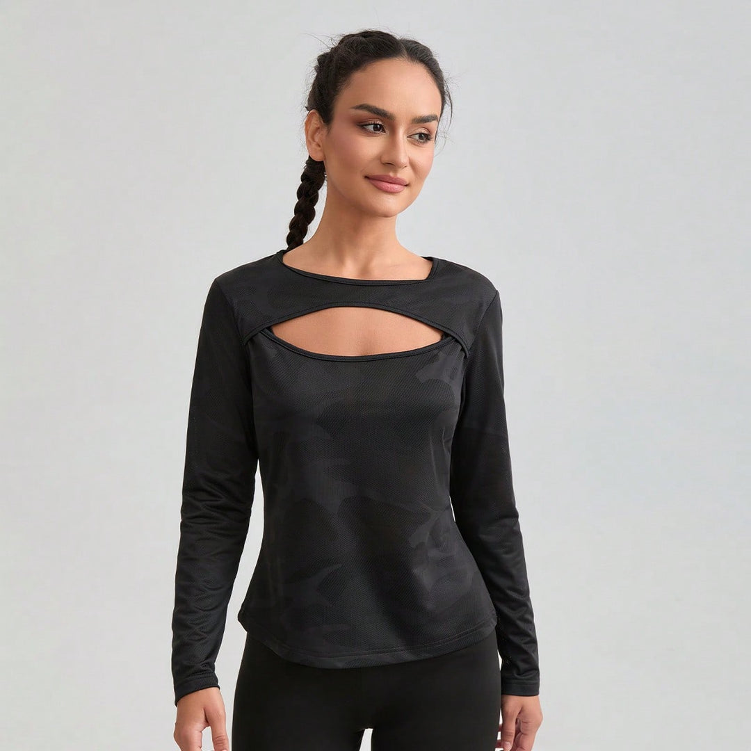 Tricou cu mâneci lungi SHEIN, negru