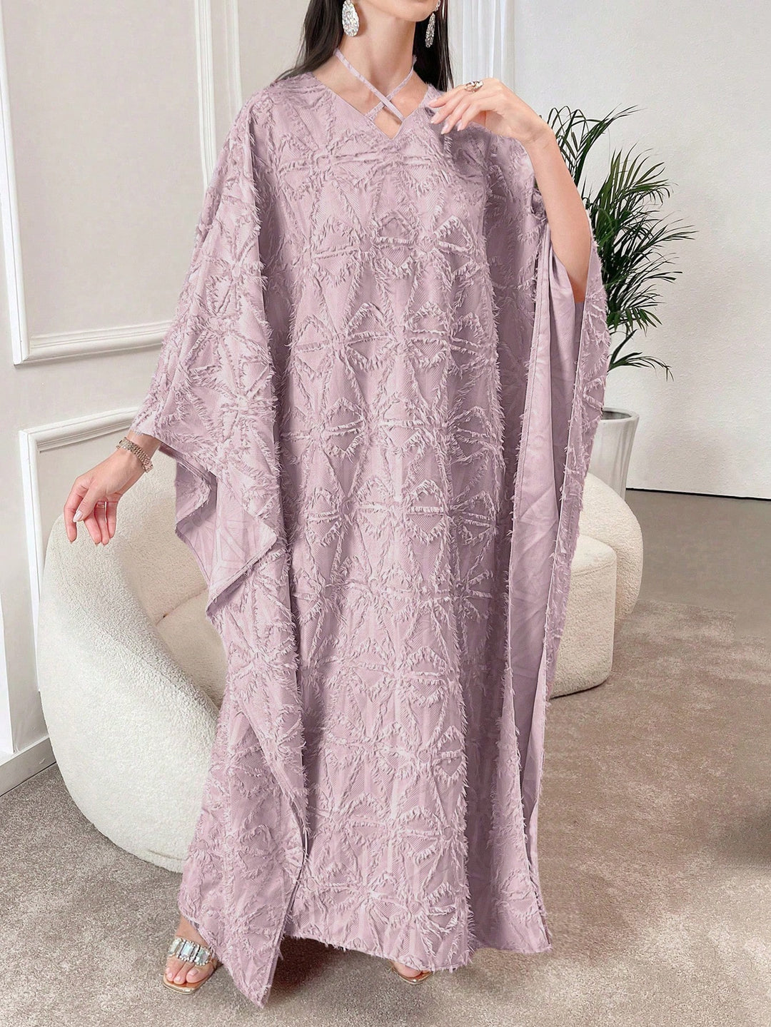 Set caftan și jalabiya SHEIN, mov