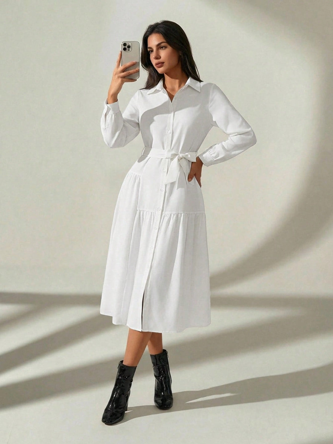 Rochie midi SHEIN, alb