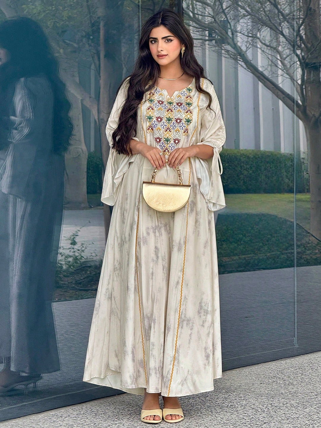Set caftan și jalabiya SHEIN, kaki