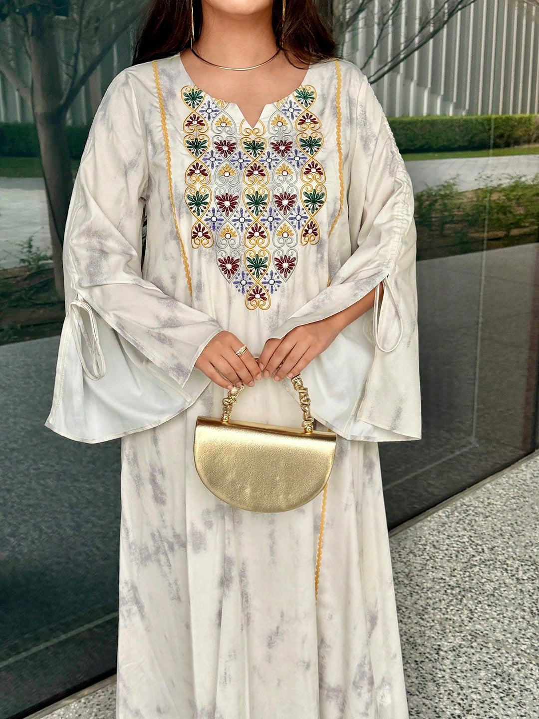 Set caftan și jalabiya SHEIN, kaki