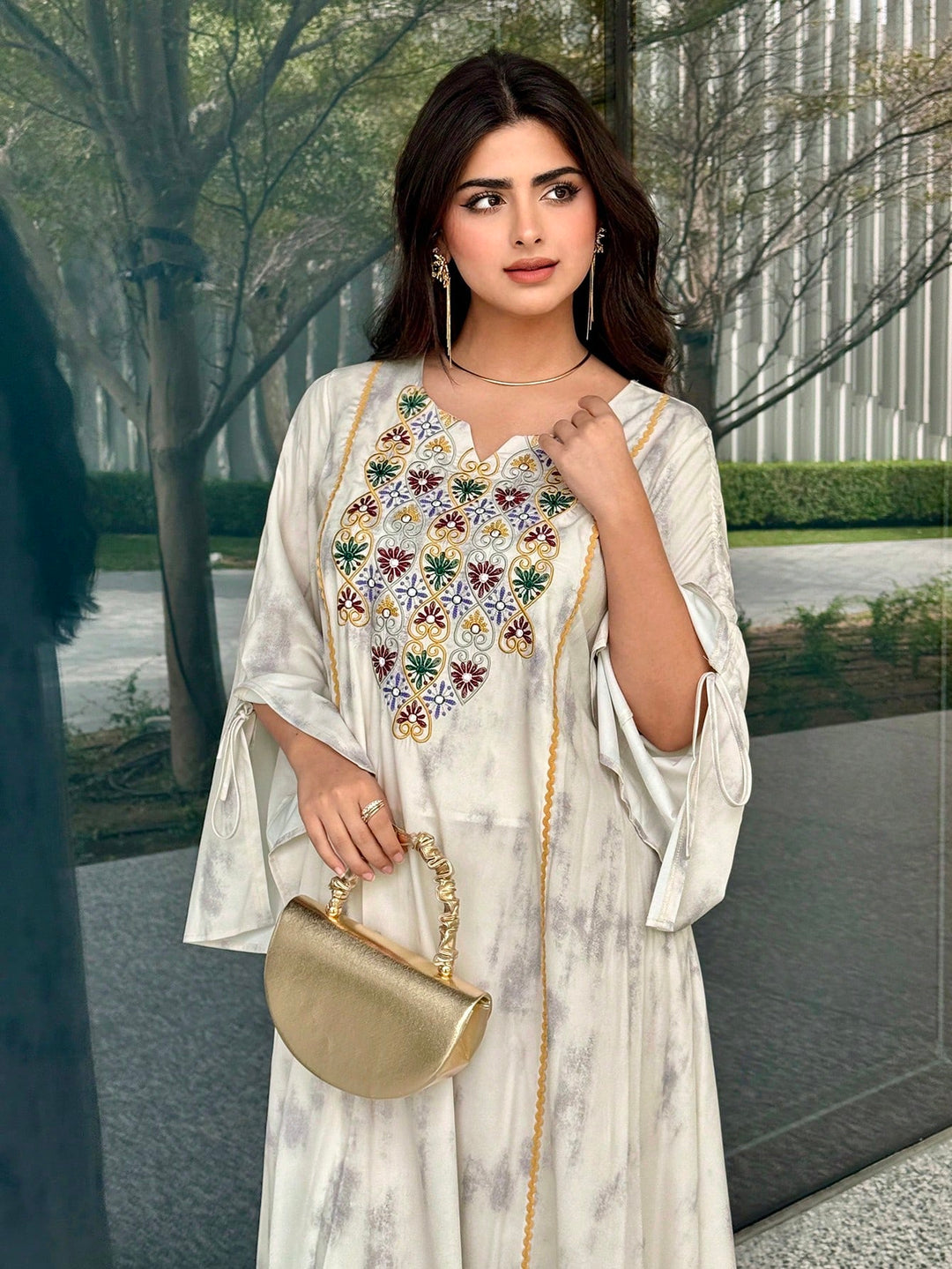 Set caftan și jalabiya SHEIN, kaki