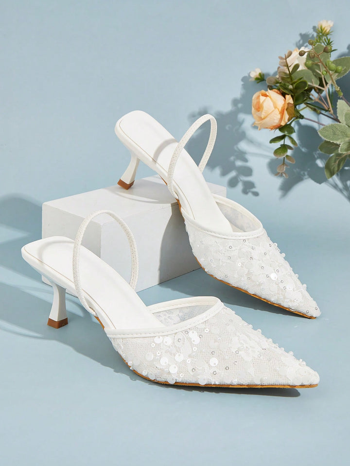 Pantofi cu toc SHEIN, alb