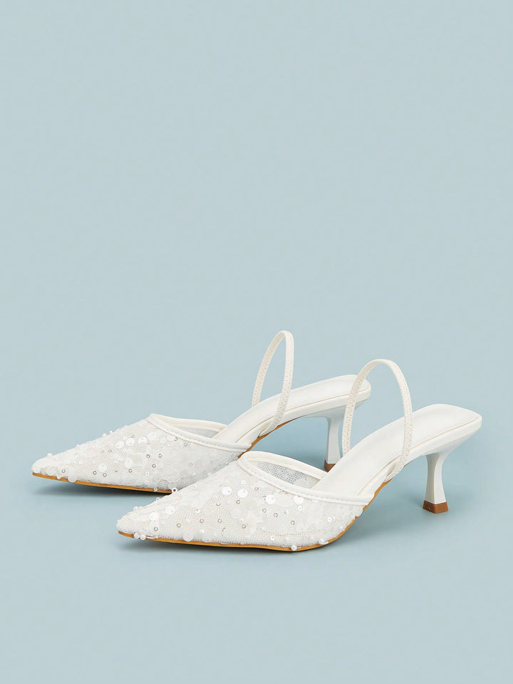 Pantofi cu toc SHEIN, alb