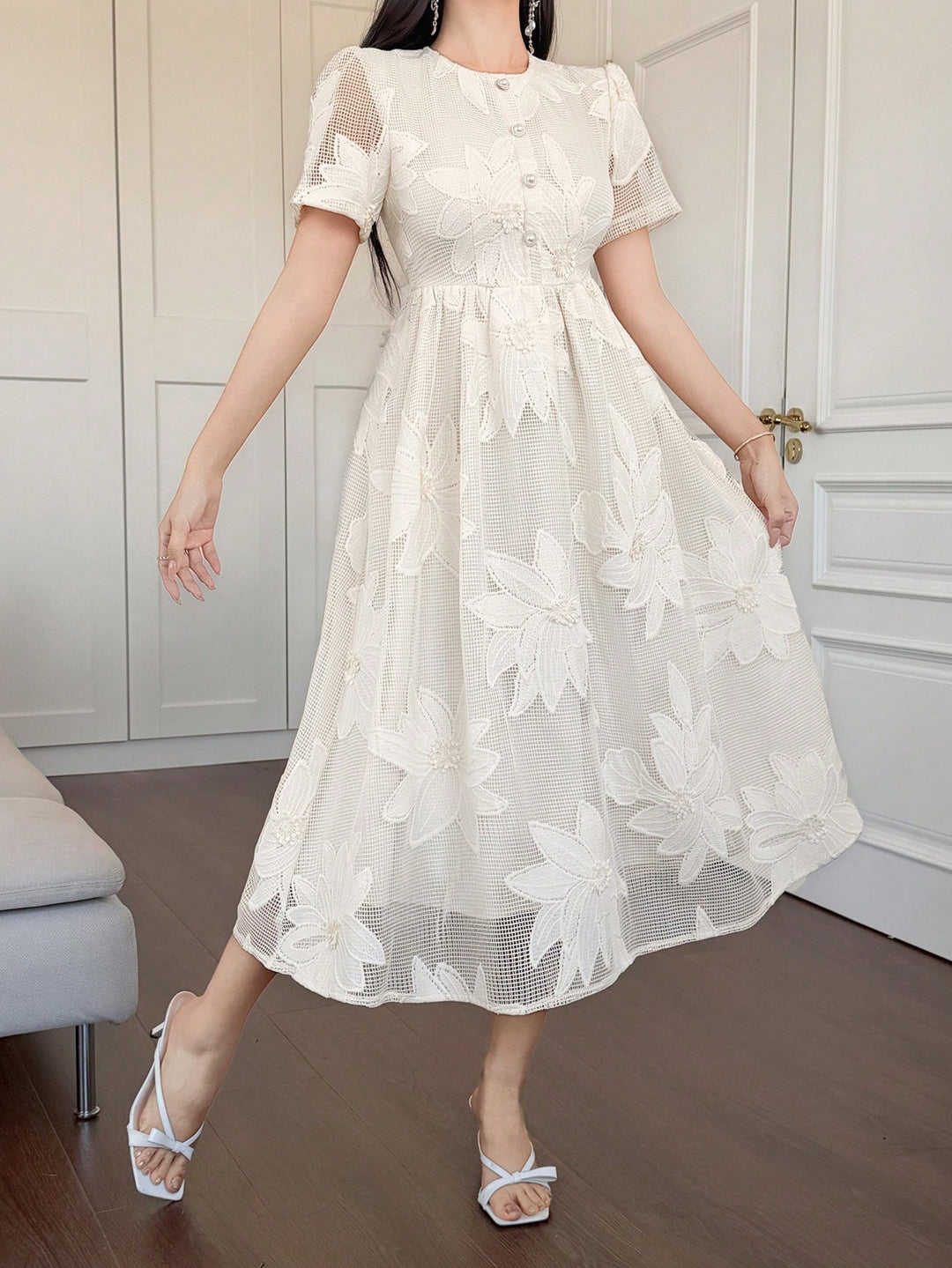 Rochie midi SHEIN, bej