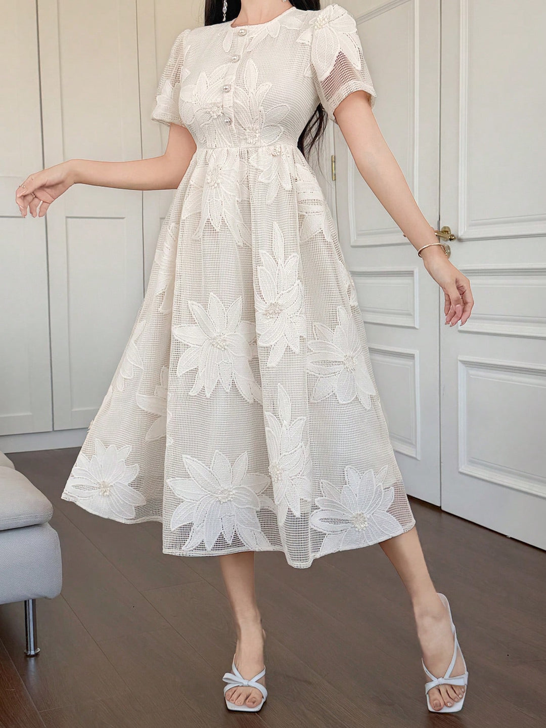 Rochie midi SHEIN, bej