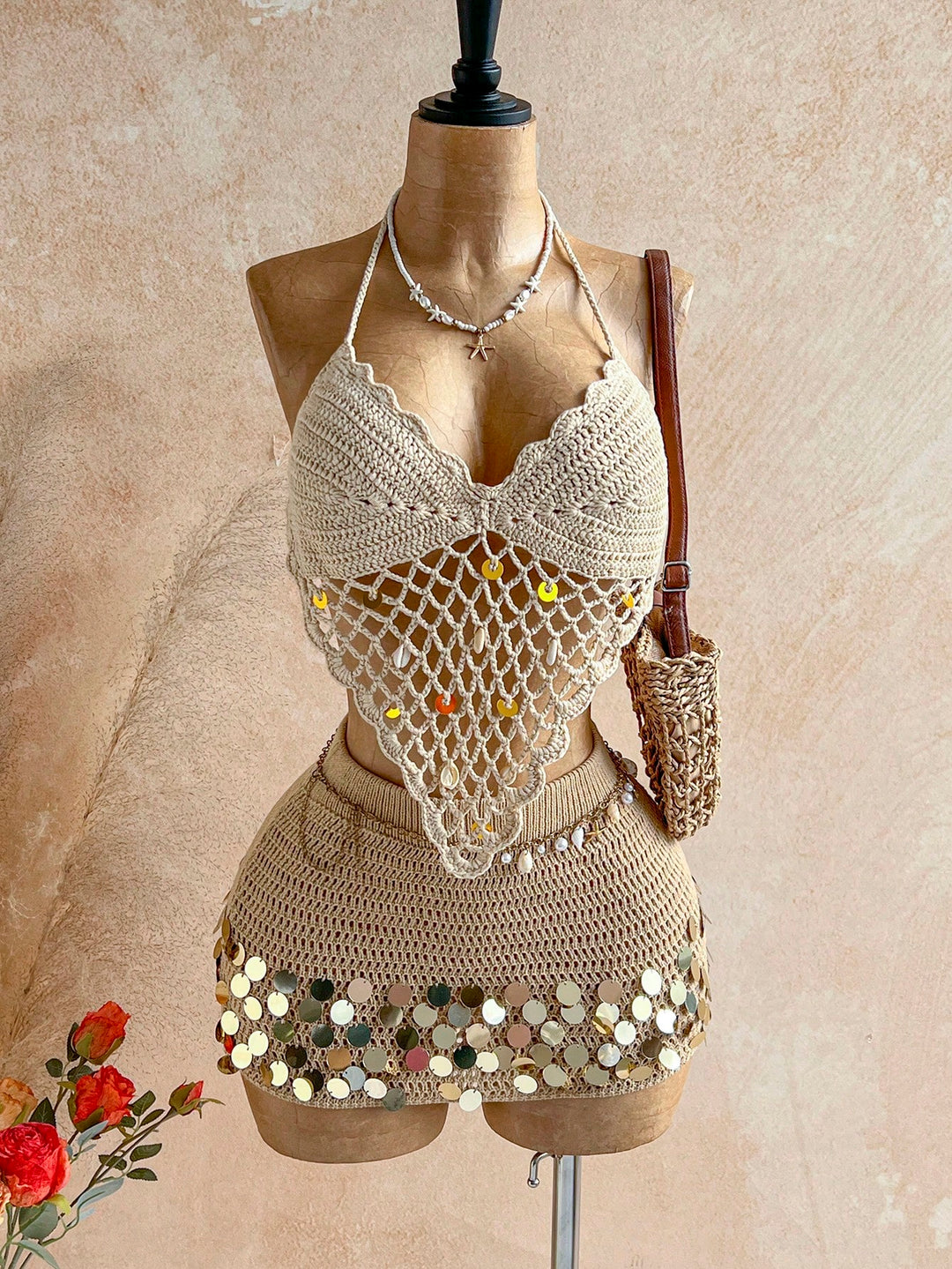 Top tricotat SHEIN, bej