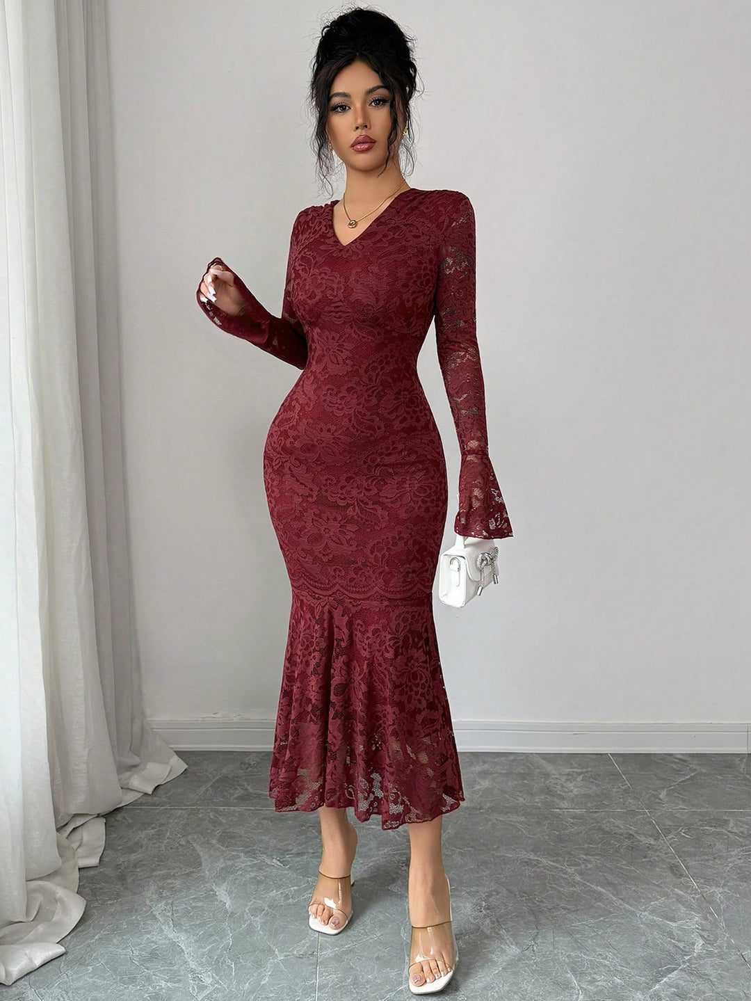 Rochie midi SHEIN, vișiniu