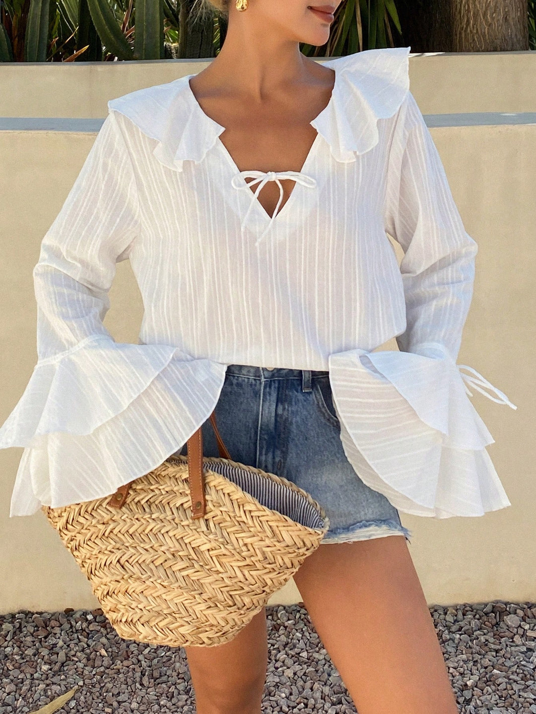 Bluza din bumbac SHEIN, alb